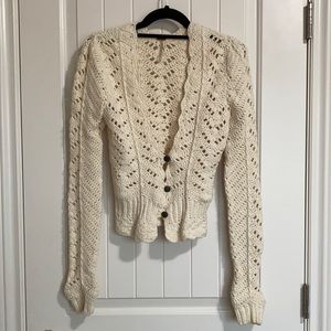 Free People Cream Crochet Cardigan